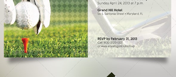 Golf Invitation Card and Envelope Template