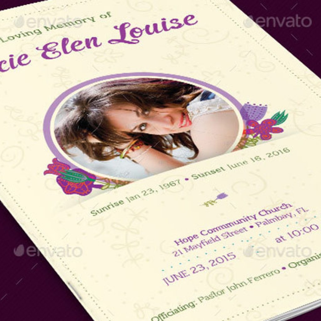 Floral Glory Funeral Program Template
