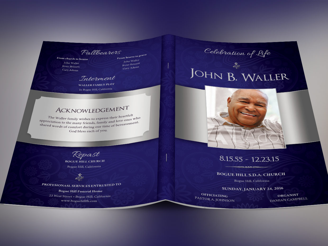 Blue Dignity Funeral Program Template