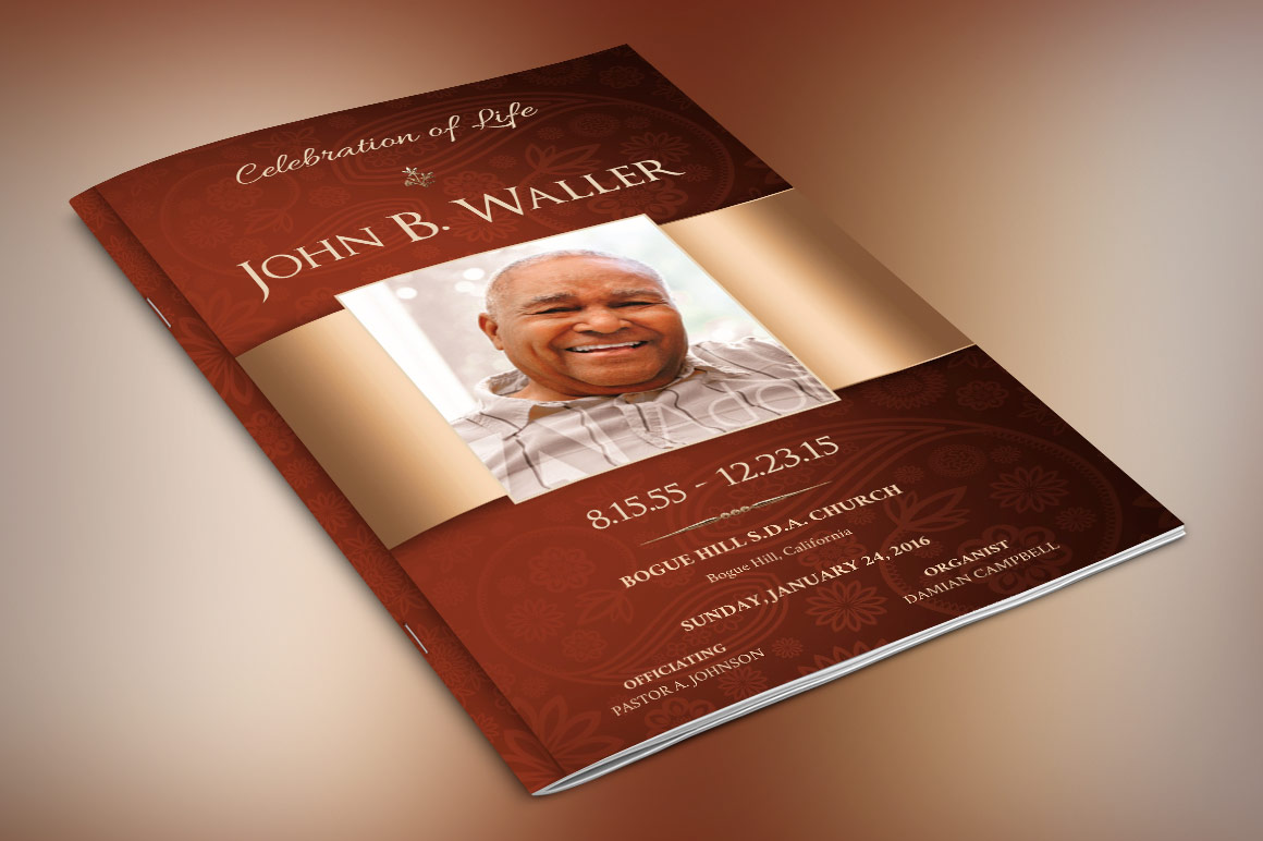 Copper Dignity Funeral Program Publisher Template