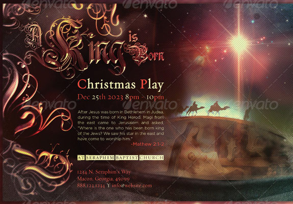 A King is Born Church Flyer Template