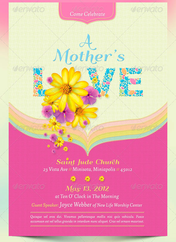 A Mother’s Love Flyer, Postcard and CD Template