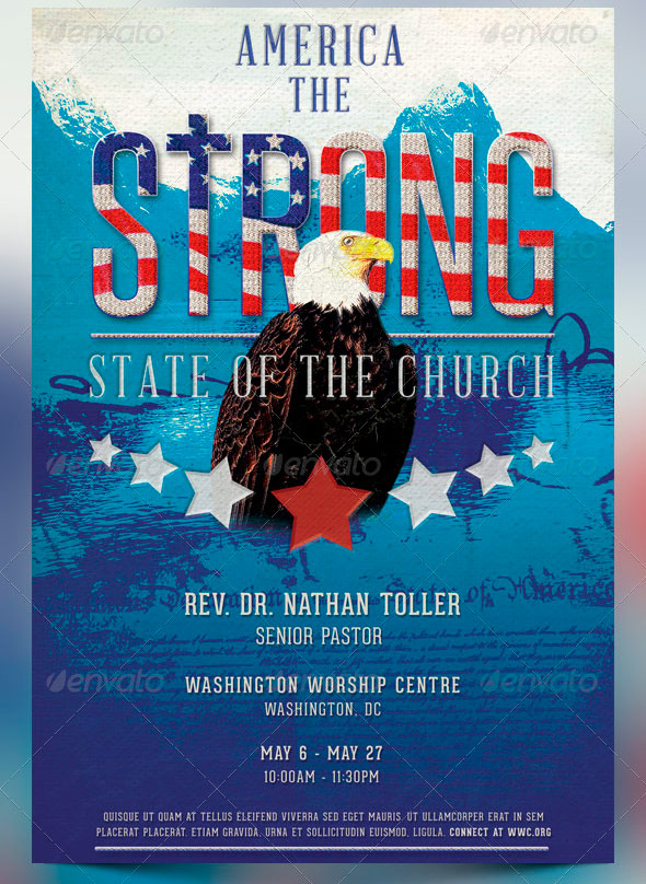 America The Strong Church Flyer, Postcard and CD Template