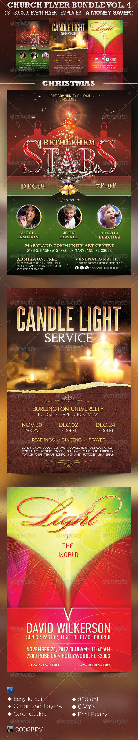 Church Flyer Template Bundle Vol 4 - Christmas