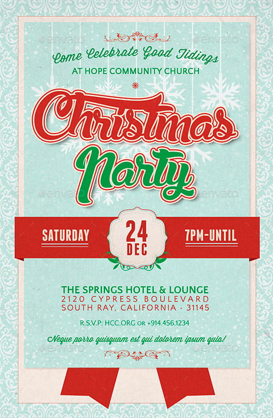 Church Christmas Party Flyer Poster Template