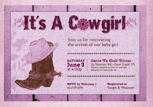 Cow Girl Baby Shower Invitation Template