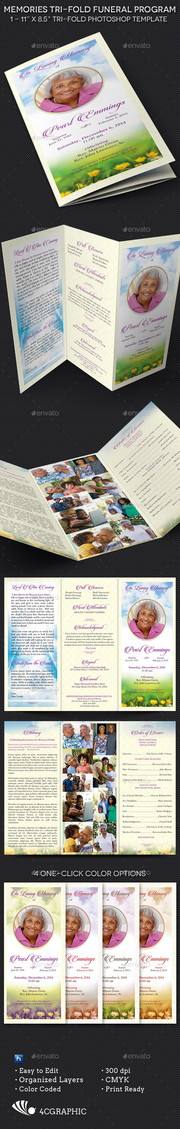 Memories Funeral Program Template