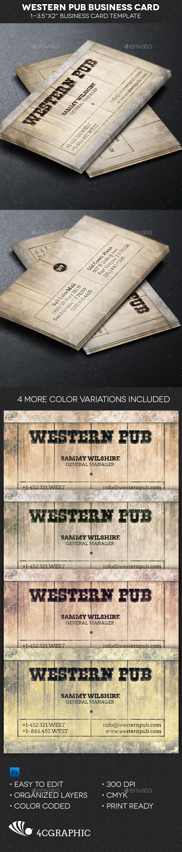 Western Pub Business Card Template