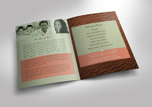 Leather Funeral Program Template