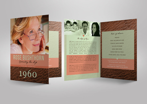 Leather Funeral Program Template