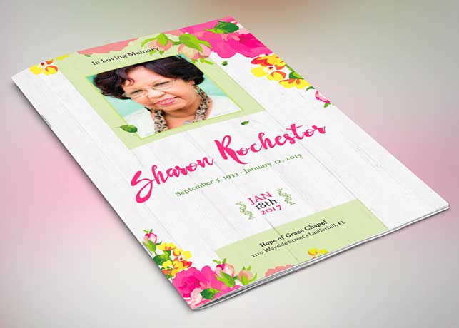 Floral Funeral Program Template