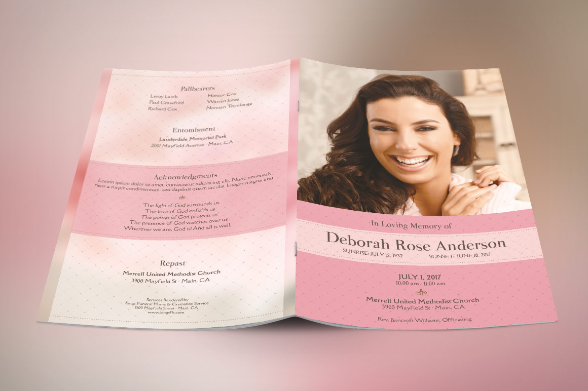 Glamour Funeral Program Large Template