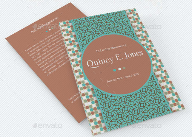 Turquoise A5 Funeral Program Template