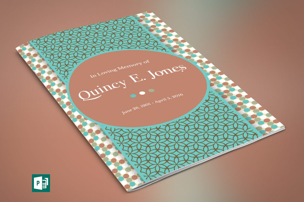 Turquoise Funeral Program Publisher Template