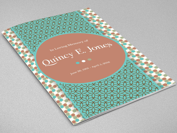 Turquoise Funeral Program Template