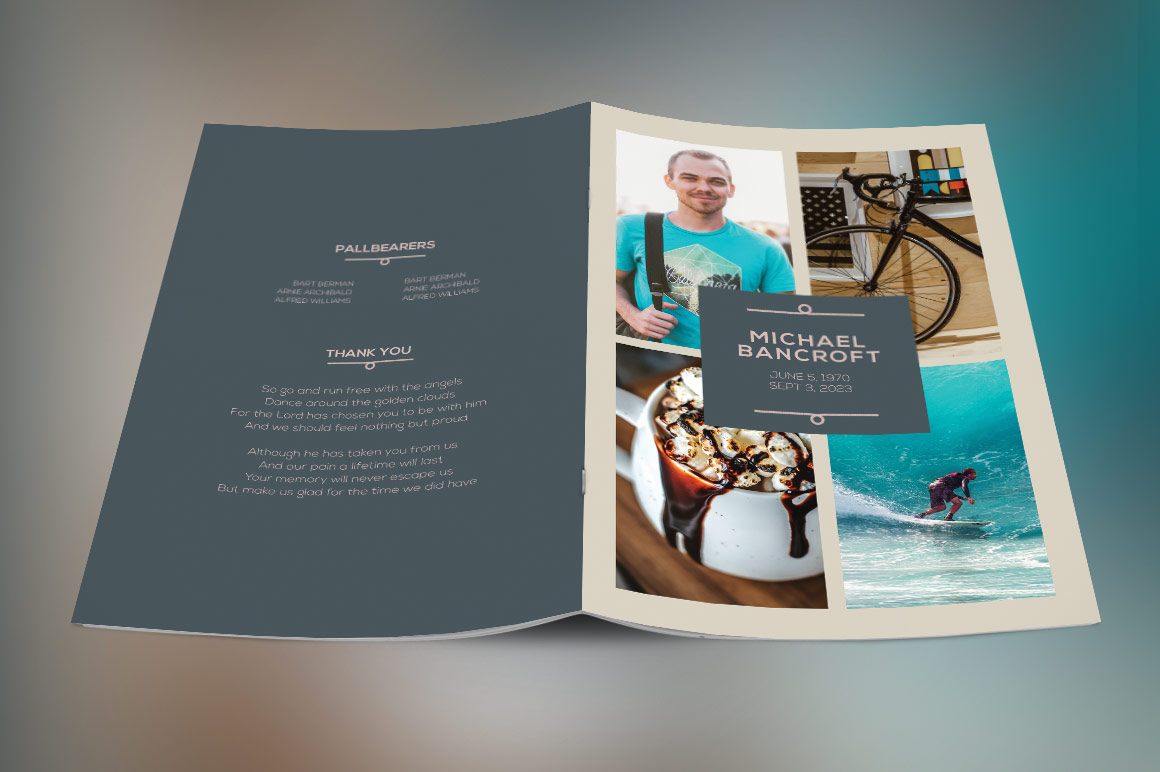 Oceans Funeral Program Template - 8 Pages