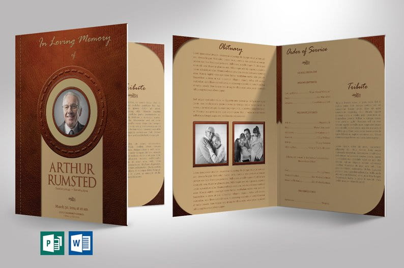 ﻿Leather Funeral Program Publisher Template