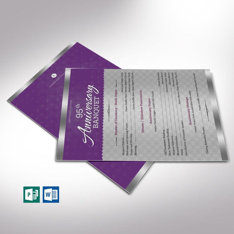 Church Anniversary One-Sheet Programs